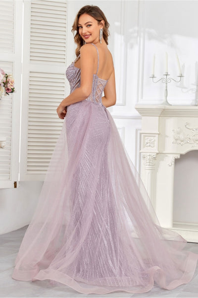 High Couture HC1009 Prom Fitted Long Formal Beaded Overskirt Evening Gown