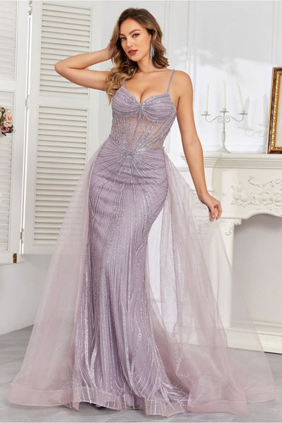 High Couture HC1009 Prom Fitted Long Formal Beaded Overskirt Evening Gown