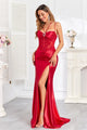 High Couture HC1010 Long Pleated Formal Lace Applique Prom Dress