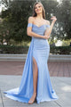 High Couture HC1012 Pleated Long Formal Slit Beaded Prom Evening Gown