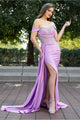 High Couture HC1012 Pleated Long Formal Slit Beaded Prom Evening Gown