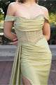 High Couture HC1012 Pleated Long Formal Slit Beaded Prom Evening Gown