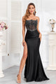 Prom Dresses Beaded Corset Long Formal Fitted Prom Dress Black