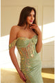 High Couture HC1020 Long Fitted Formal Lace Applique Prom Dress