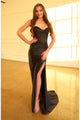 Prom Dresses Long Slit Formal Pleated Prom Dress Black