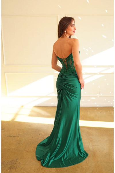 High Couture HC1022 Long Formal Prom Pleated Dress