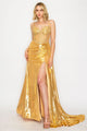 High Couture HC1026 Long Formal Beaded Metallic Prom Dress