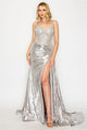High Couture HC1026 Long Formal Beaded Metallic Prom Dress