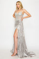 High Couture HC1026 Long Formal Beaded Metallic Prom Dress