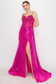 High Couture HC1026 Long Formal Beaded Metallic Prom Dress