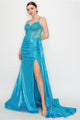 High Couture HC1026 Long Formal Beaded Metallic Prom Dress