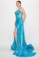 High Couture HC1026 Long Formal Beaded Metallic Prom Dress