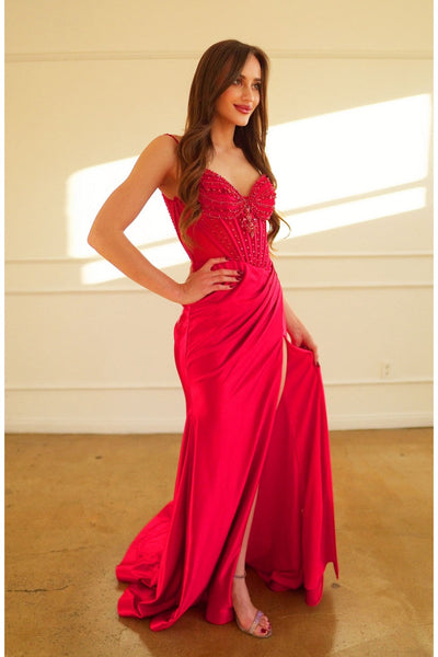 High Couture HC1027 Pleated Long Formal Prom Dress