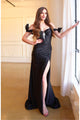 Prom Dresses Fitted Formal Long Slit Prom Dress Black