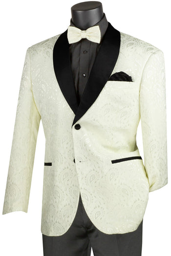 Esmoquin de graduación de jacquard con estampado paisley para hombre en blanco