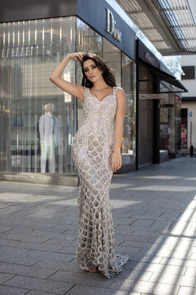Chic and Holland HF1518 Sweetheart Rhinestone-Embellished Prom Gown