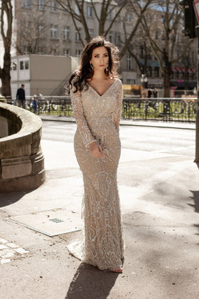 Chic and Holland HF1552 Beaded Evening Gown