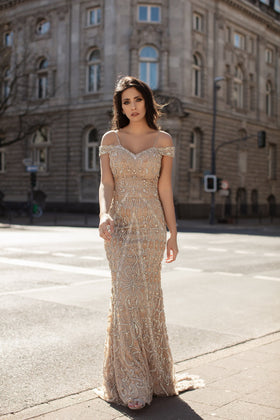 Chic and Holland HF1578 Sweetheart Beaded Prom Dress with Open Back