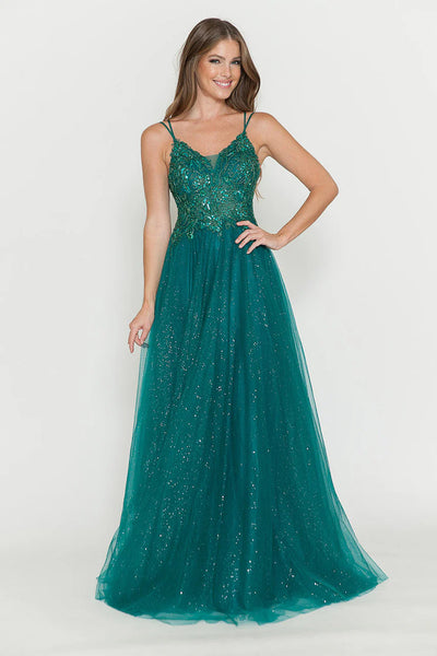 Evening Dress V-Neck Beaded Sequin A-Line Formal Gown By Lenovia 8183