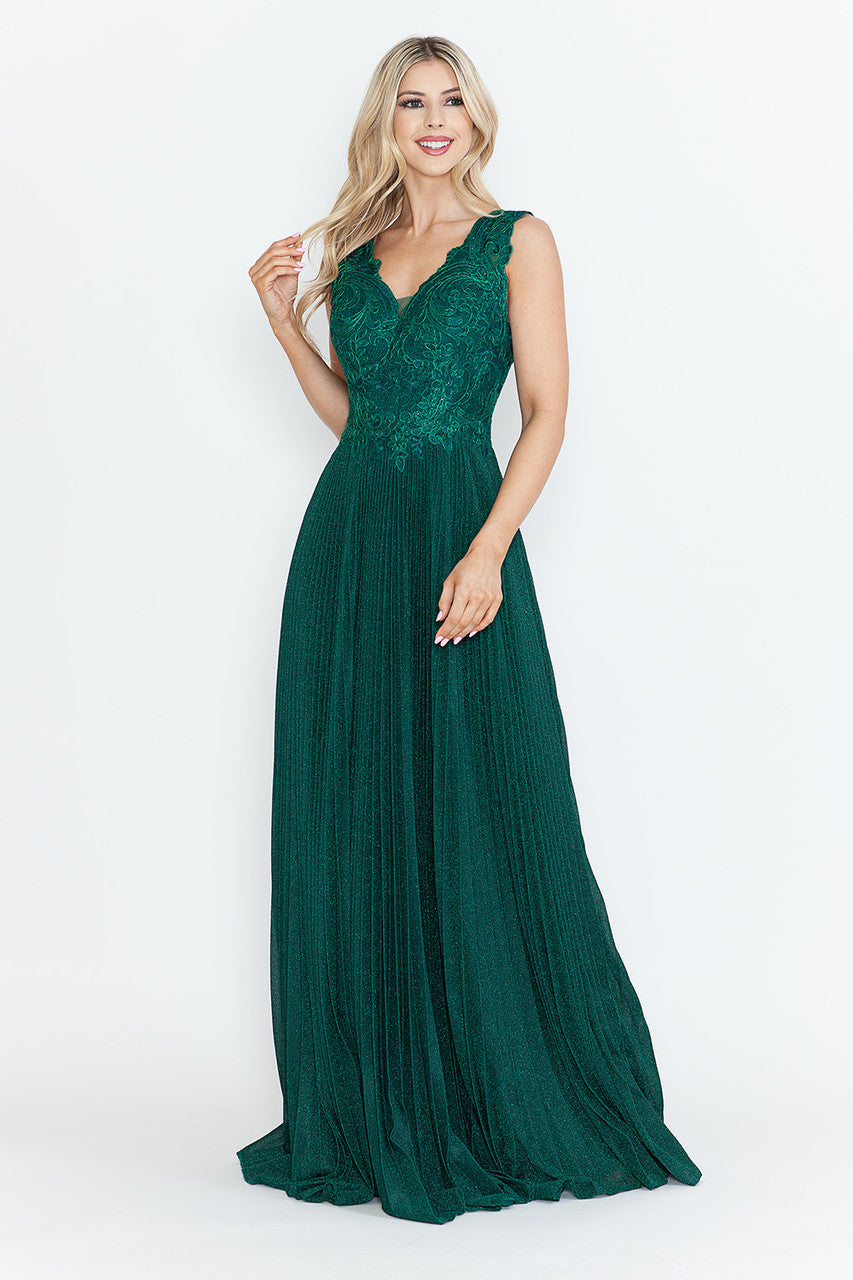 Vestido de madre del novio con escote en V y mangas 3/4 de Lenovia 8341 (Nueva colección)
