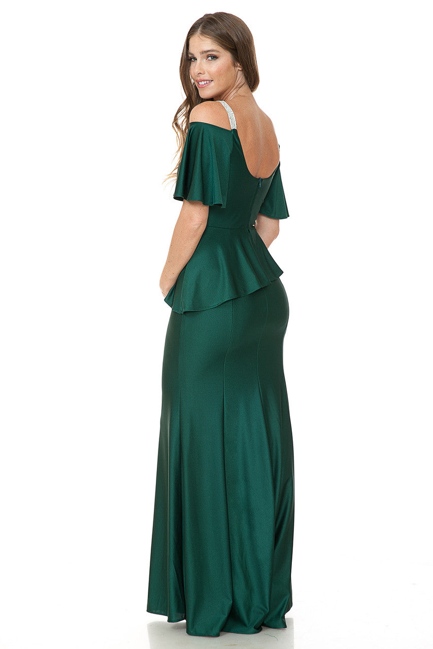 Bridesmaid Dress V-Neck Ruffled Sleeve Evening Dress By Lenovia 5282