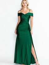 Formal Dress Off The Shoulder Pleated Ruched Prom Gown By Lenovia 5320