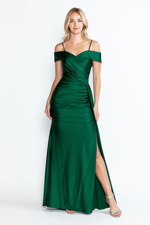 Formal Dress Off The Shoulder Pleated Ruched Prom Gown By Lenovia 5320-New Collection