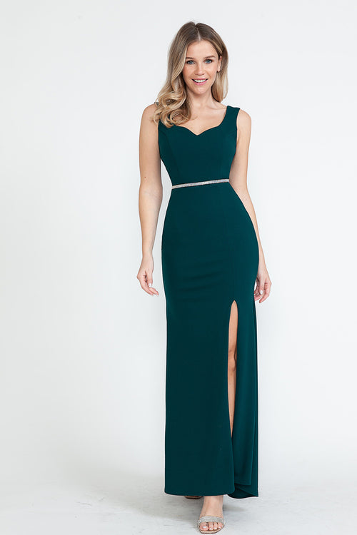 Vestido de noche ajustado con escote corazón y abertura en el muslo de Lenovia 5258