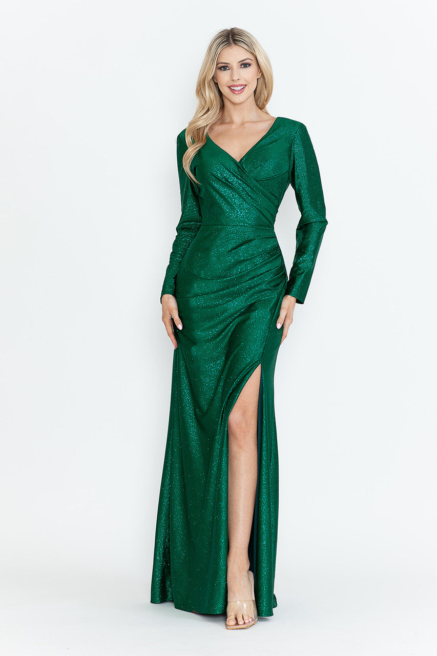 Vestido de madre de la novia con escote en V y corte entallado de Lenovia 5323 (Nueva colección)