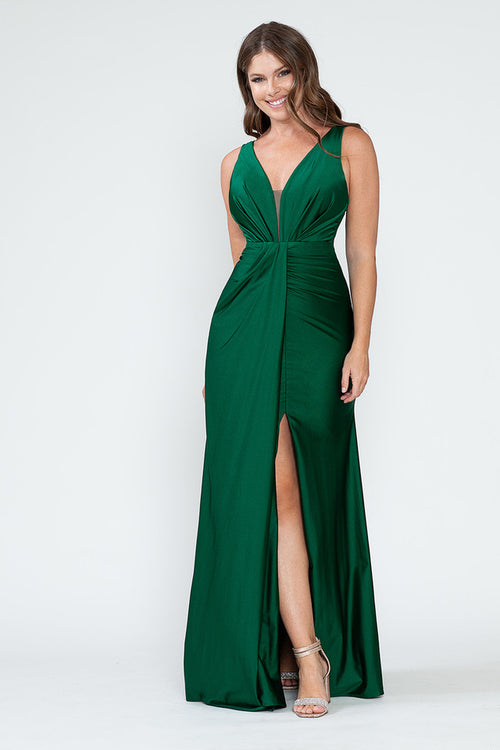 Vestido de dama de honor con escote en V, corte imperio y fruncido, de Lenovia 5319 (Nueva colección)