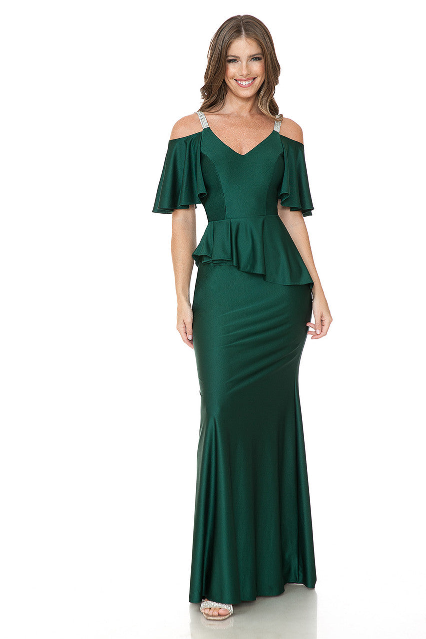 Bridesmaid Dress V-Neck Ruffled Sleeve Evening Dress By Lenovia 5282