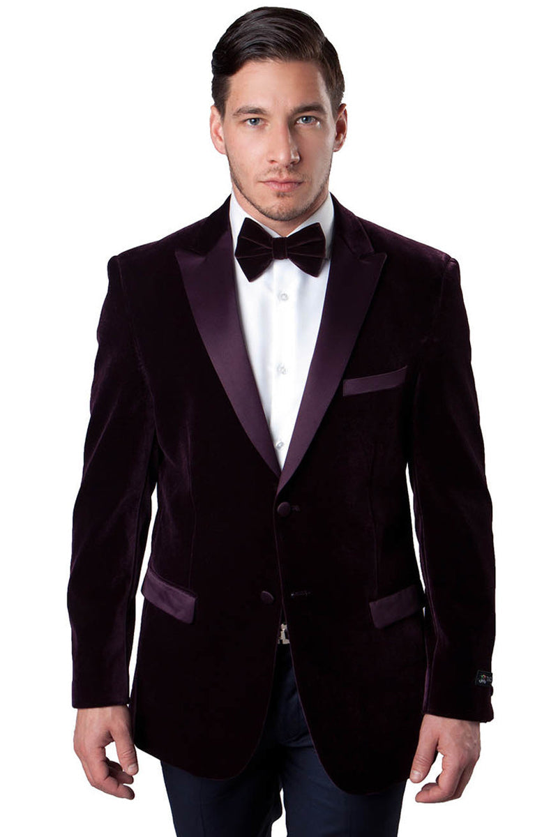 Men's Burgundy Velvet Tuxedo Jacket by Tazzio Suits