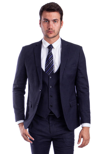 Traje ajustado de dos botones para hombre en azul marino