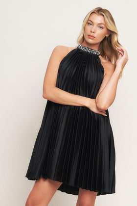 Flying Tomato 20358 Black High-Neck Dress