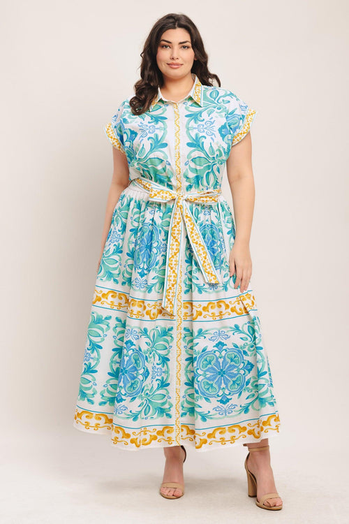 Flying Tomato OFF WHITE/BLUE/GREEN DRESSES