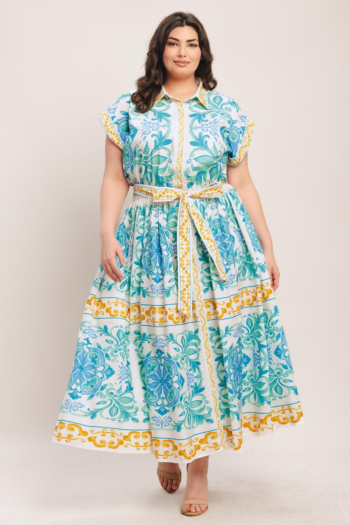 Flying Tomato OFF WHITE/BLUE/GREEN DRESSES