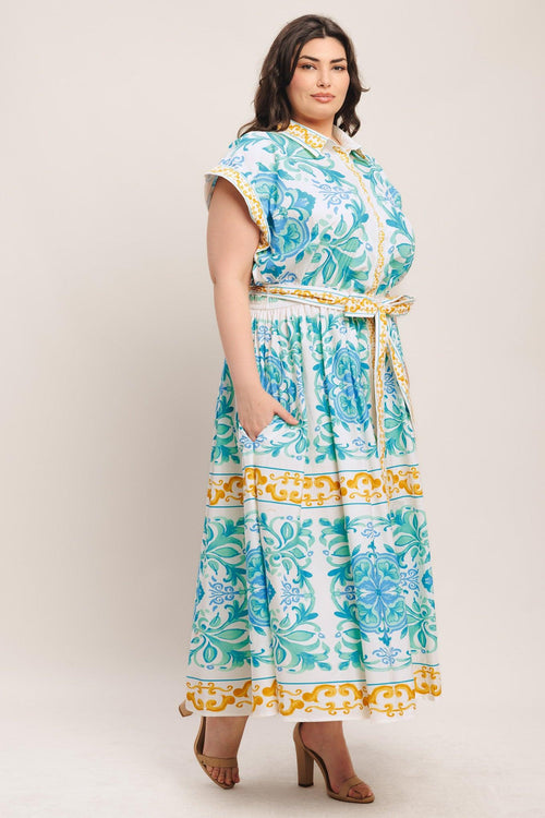 Flying Tomato OFF WHITE/BLUE/GREEN DRESSES