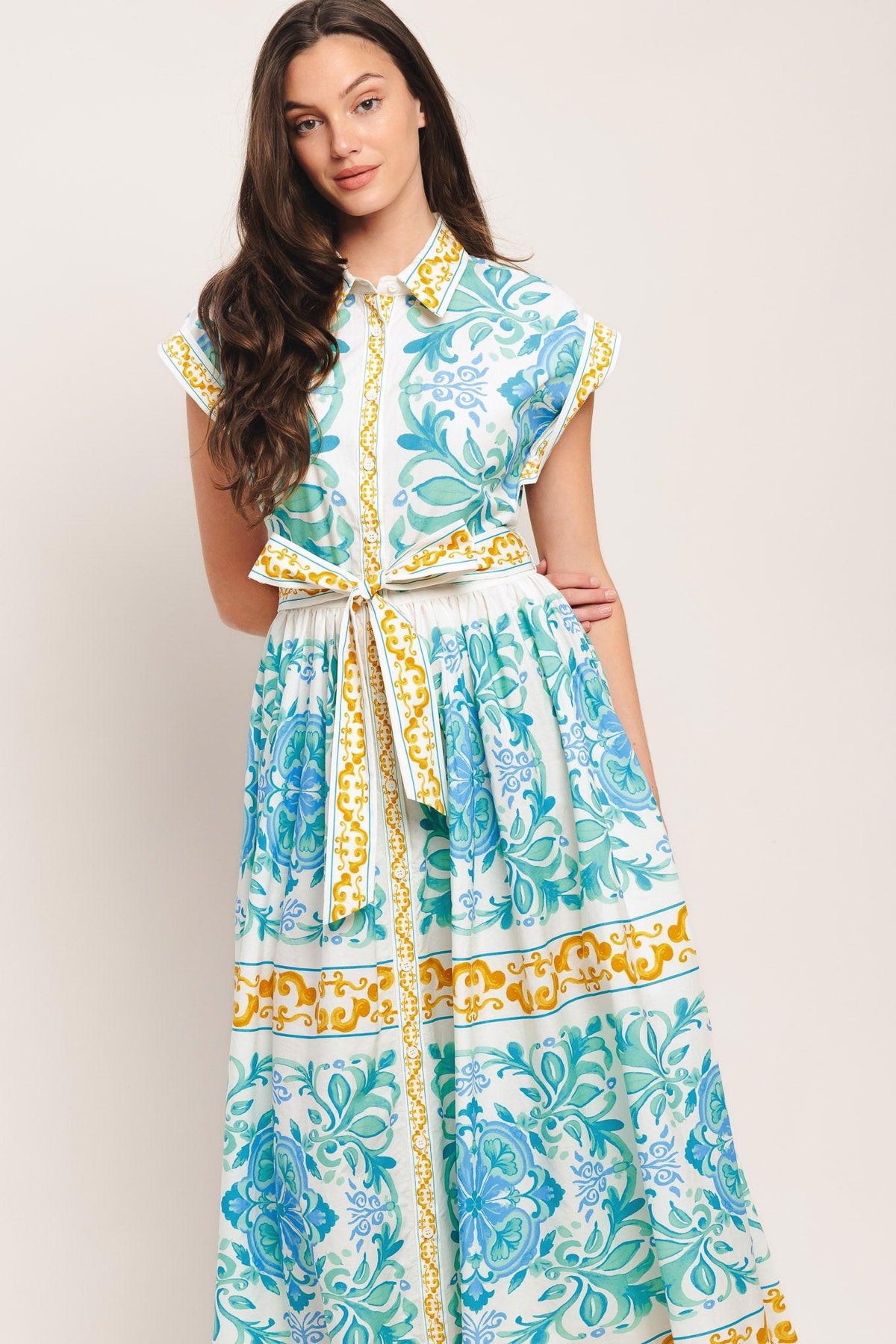 Flying Tomato OFF WHITE/BLUE/GREEN DRESSES