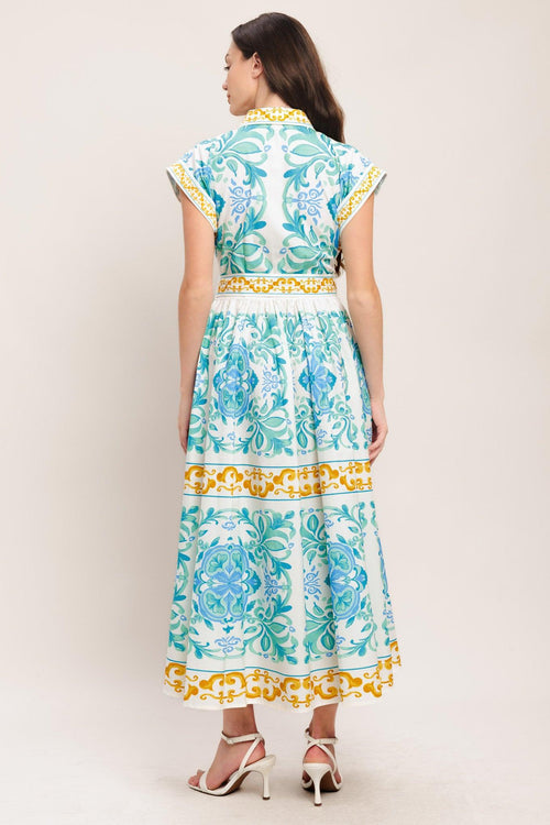 Flying Tomato OFF WHITE/BLUE/GREEN DRESSES