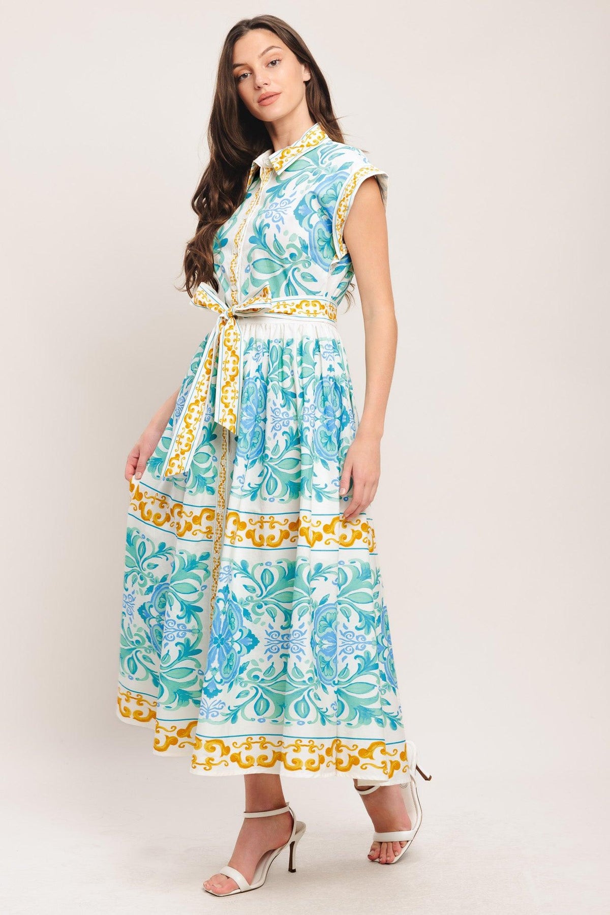 Flying Tomato OFF WHITE/BLUE/GREEN DRESSES