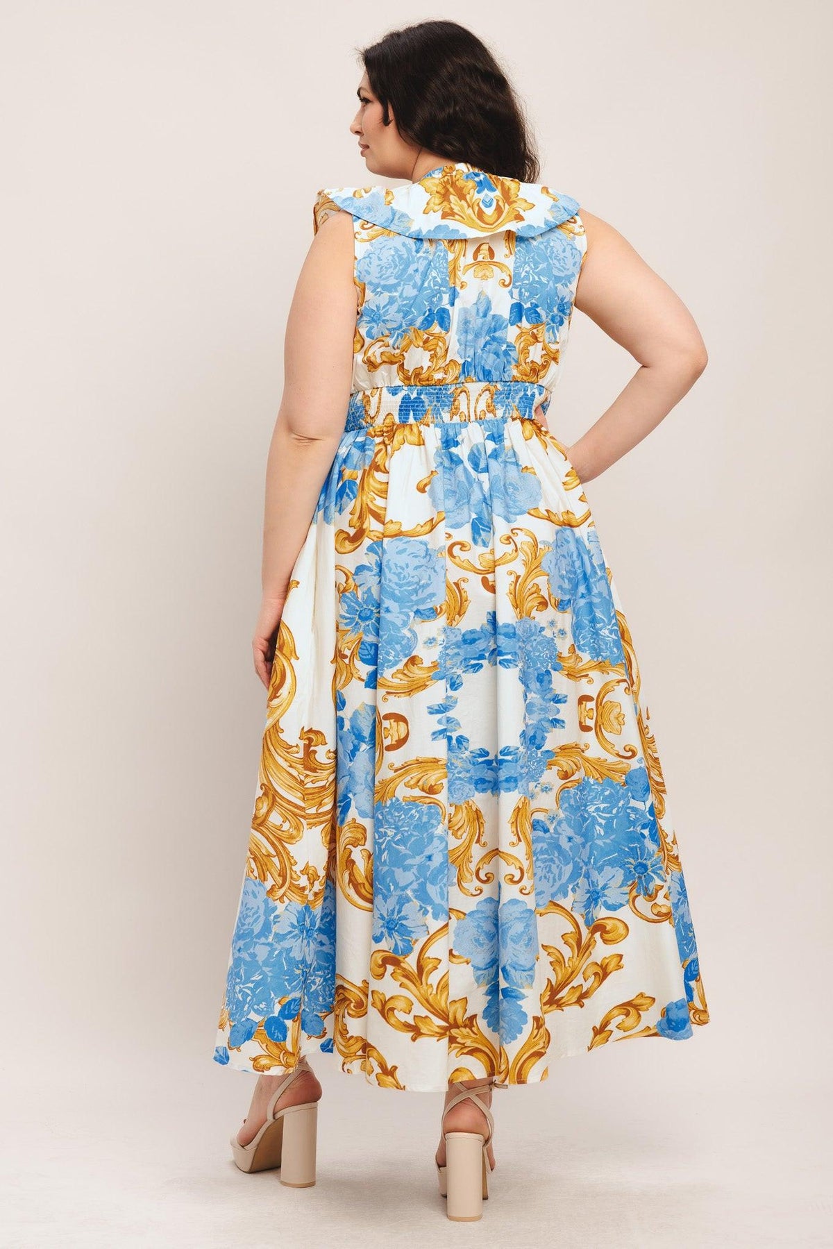 Flying Tomato OFF WHITE BLUE GOLD DRESSES