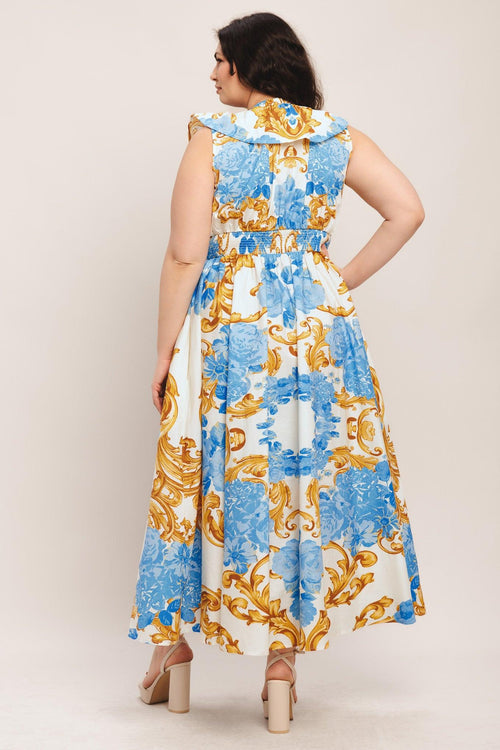 Flying Tomato OFF WHITE BLUE GOLD DRESSES