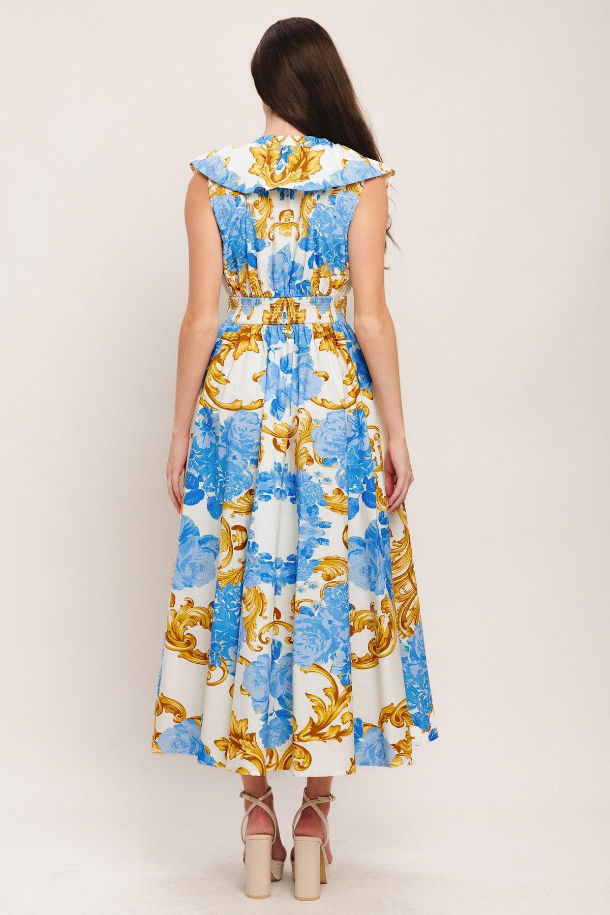Flying Tomato OFF WHITE BLUE GOLD DRESSES