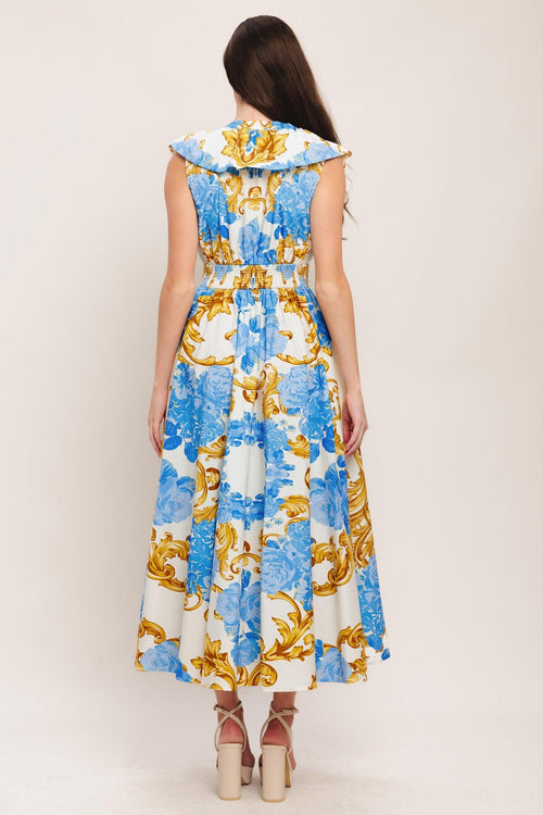 Flying Tomato OFF WHITE BLUE GOLD DRESSES