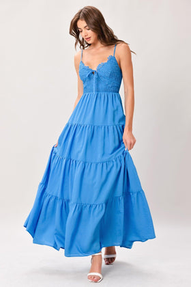 Flying Tomato 23499 Blue Sweetheart Maxi Dress