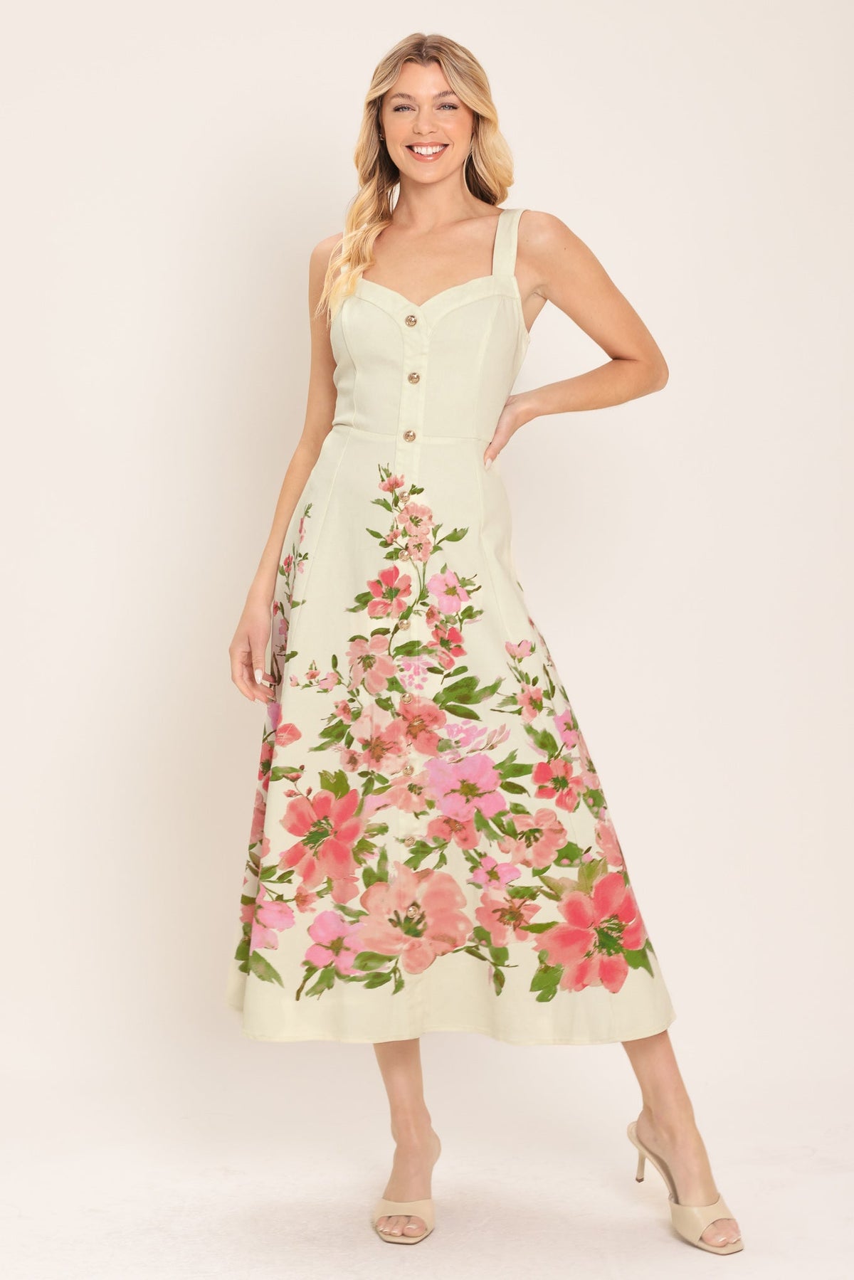 Flying Tomato WHITE + PINK FLORAL DRESSES