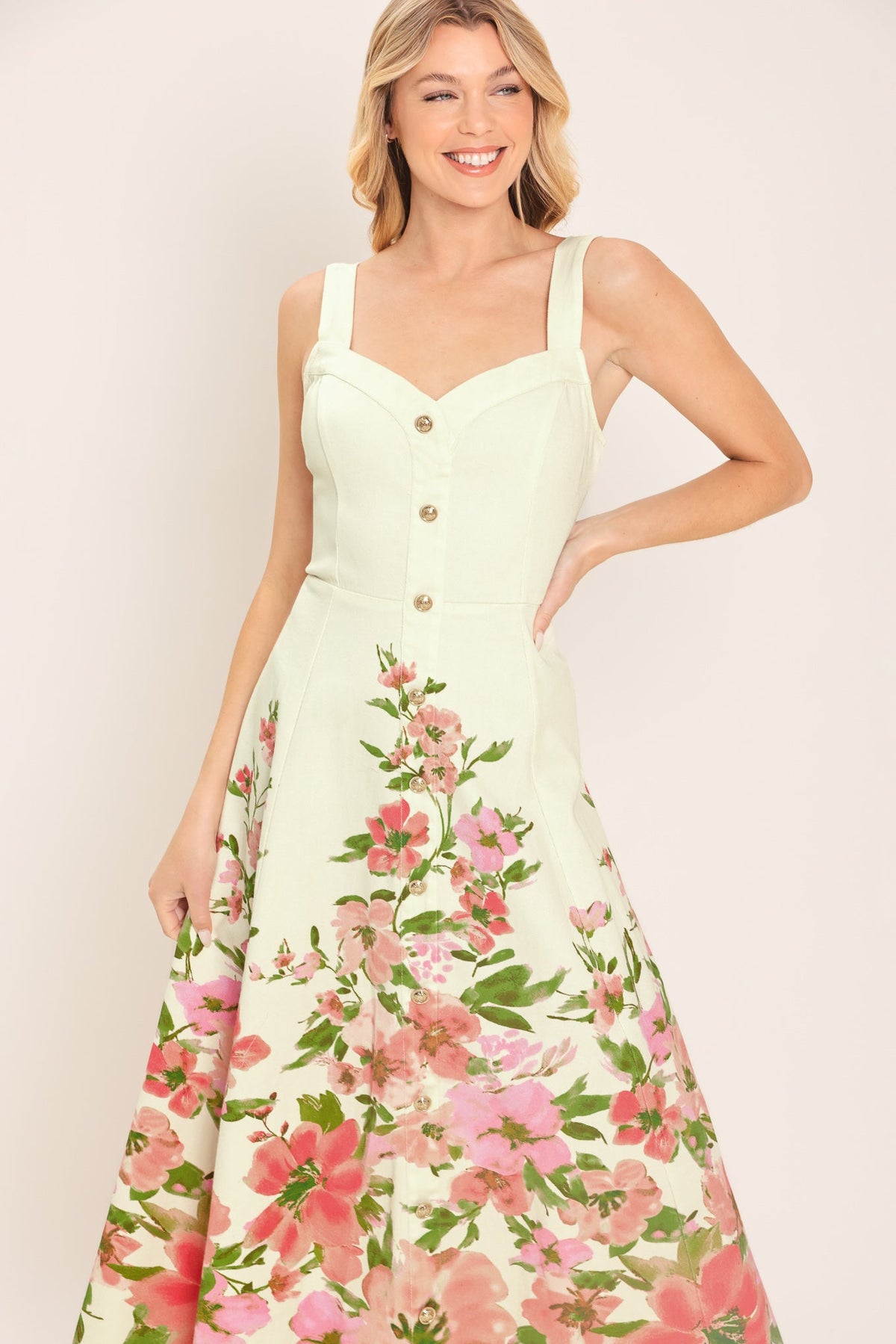 Flying Tomato WHITE + PINK FLORAL DRESSES