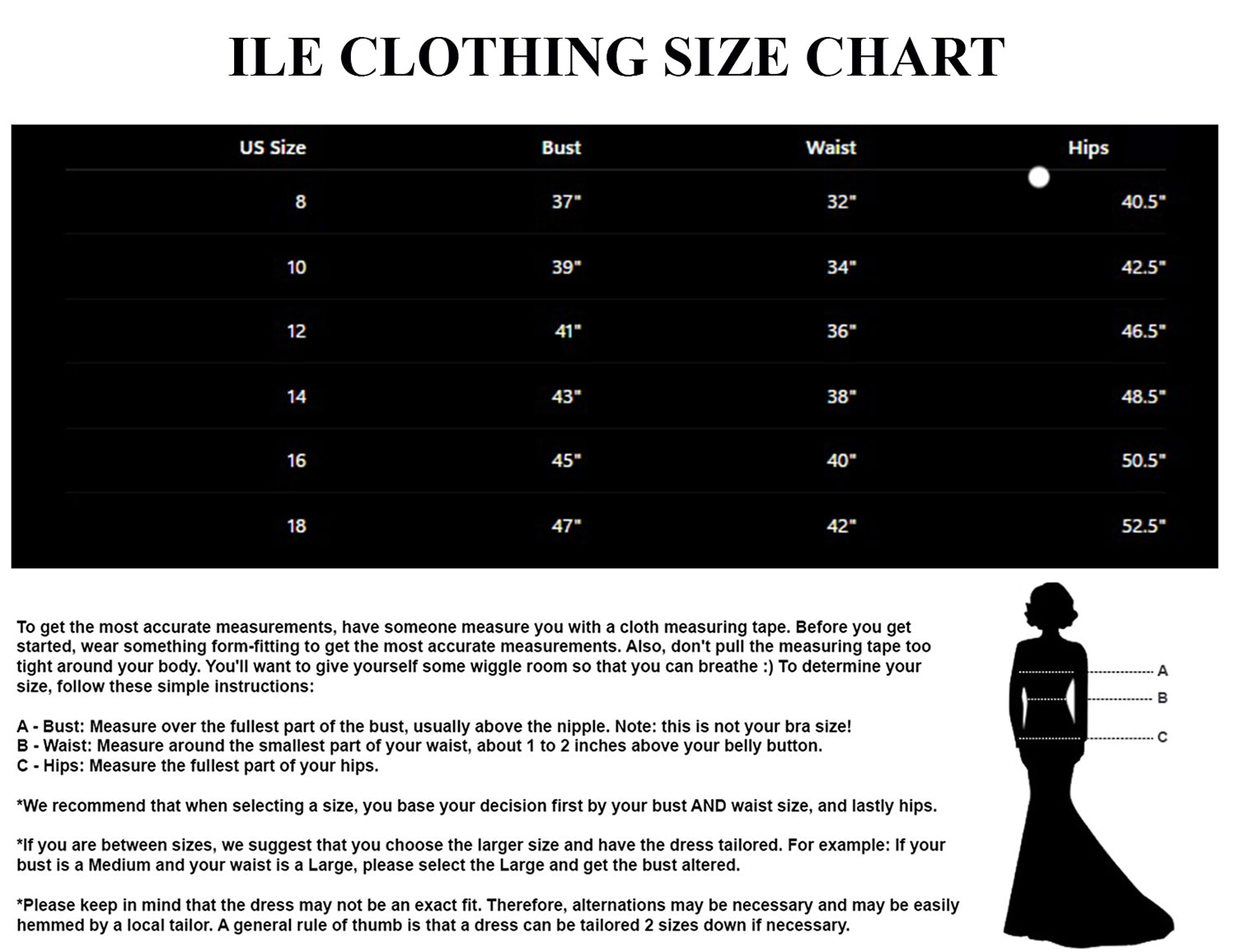 ILE Clothing Size Chart