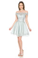 Off-Shoulder A-Line Short Dress with Gold Embroidery Tulle Skirt By Lenovia 8124