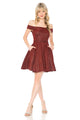 Off-the-Shoulder Glitter Skater Dress Short Party & Homecoming Dress with Pockets By Lenovia 5227